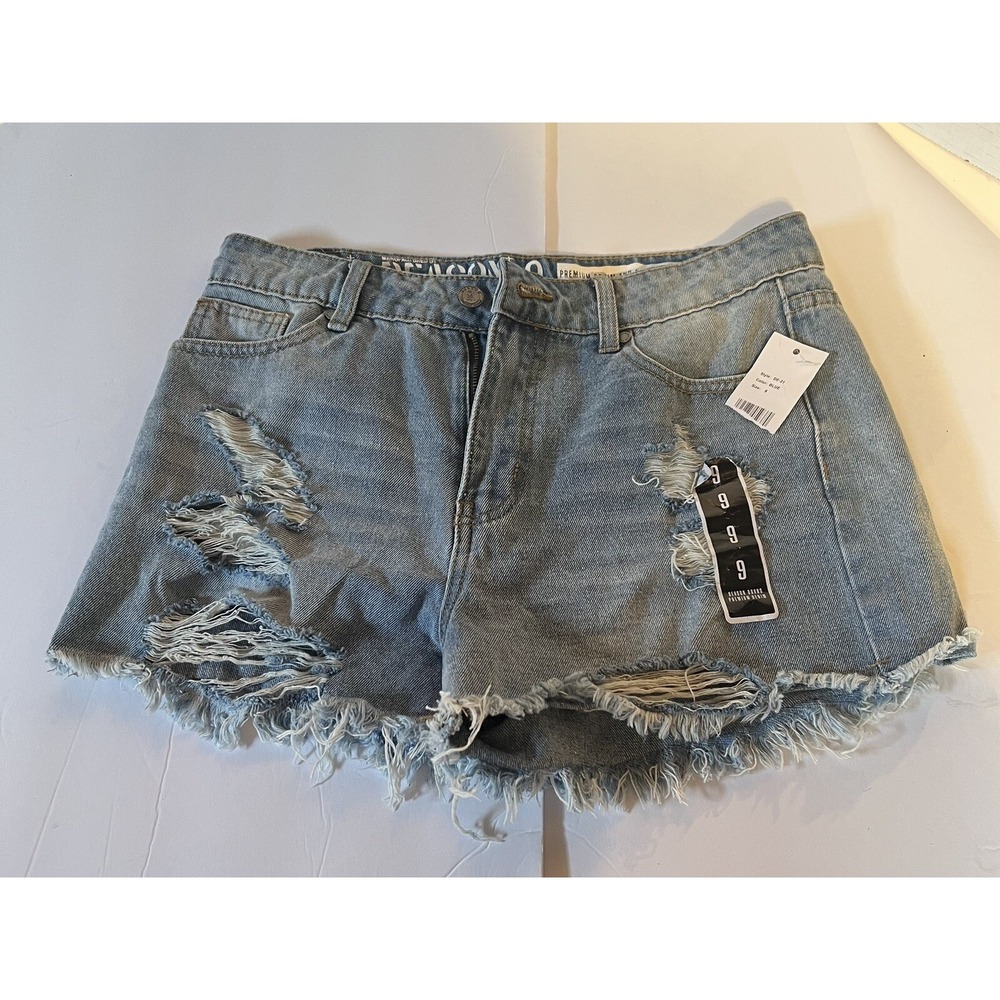 Reason NWT Womens Shorts Cotton Distressed‎ Denim Look Size 9